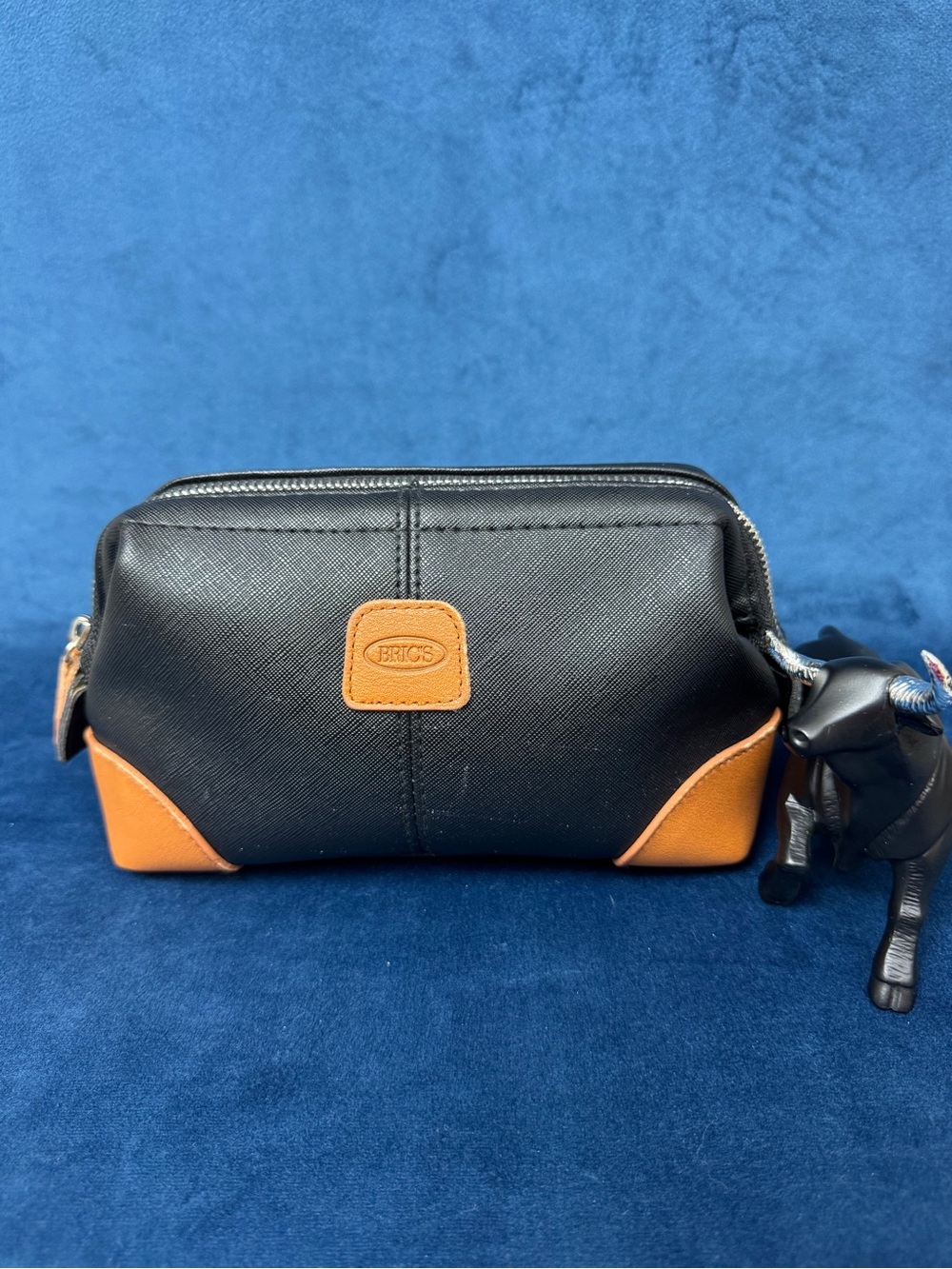 Bric's Black with Tan Accent Leather Toiletry Kit